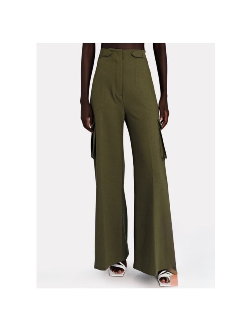 RONNY KOBO | $338 Chuck Wide-Leg Cargo Pants in Olive/Army, Size Medium - Picture 5 of 7